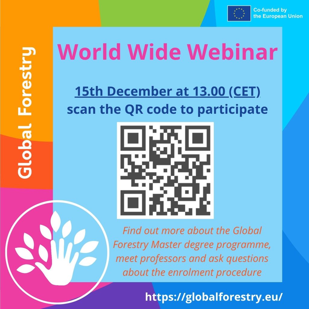 Annoucement + QR code for the GloFor world-wide Webinar on 15 December 2025